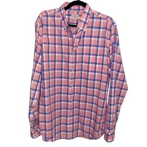 J Crew Shirt Mens Large Tailored Lightweight Plaid Check Preppy Redortwear Money
